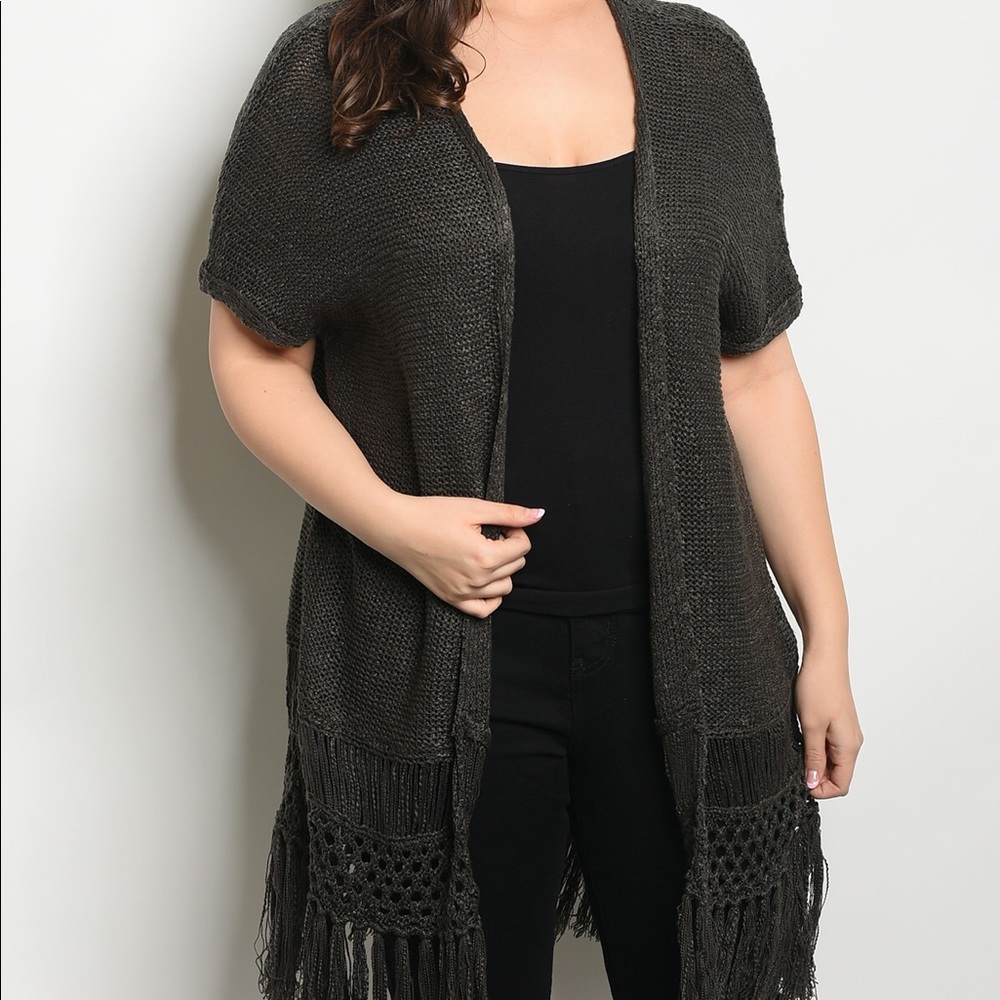 Gray Fringe Cardigan